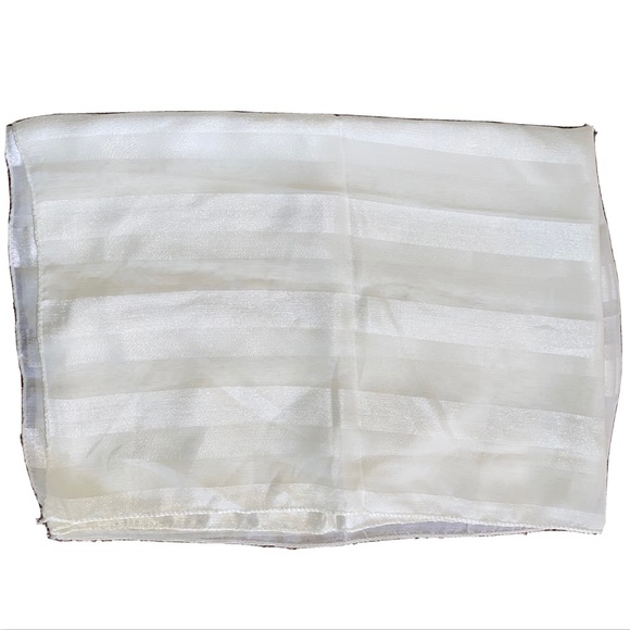 Ivory Rectangle Hijab Scarf Wrap Chiffon Striped - Picture 4 of 4